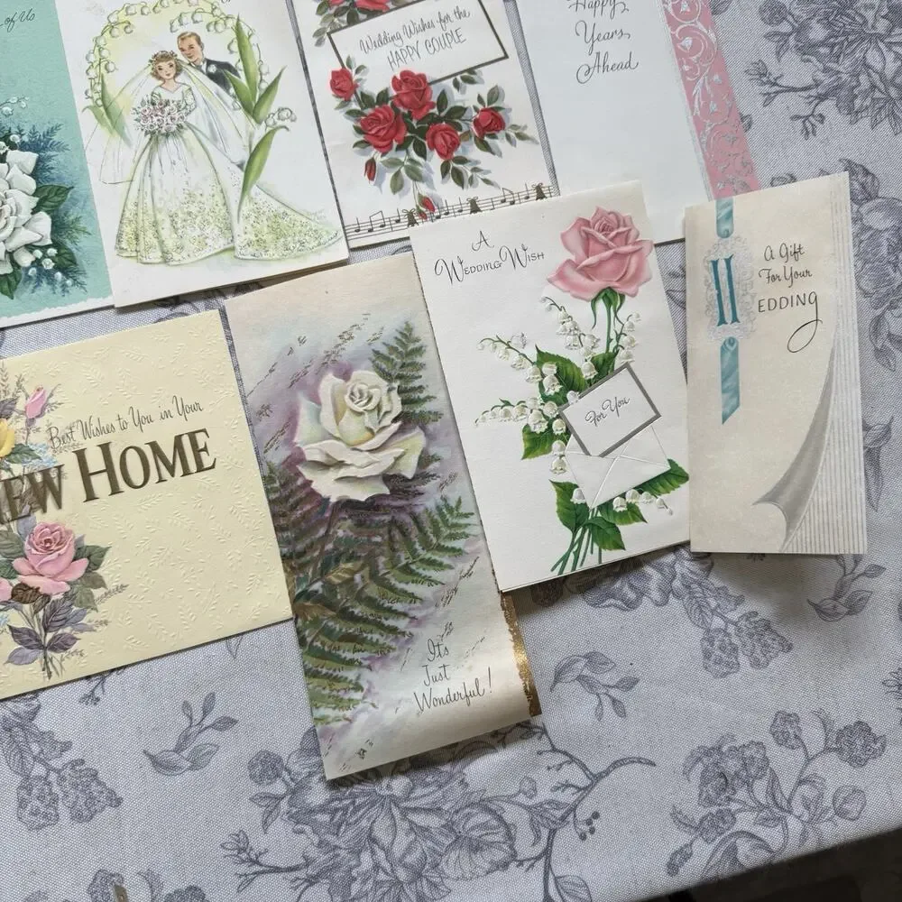 Vtg 50s/60s MCM Bridal Shower Wedding Card Lot 20 Used Ephemera Junk Journal